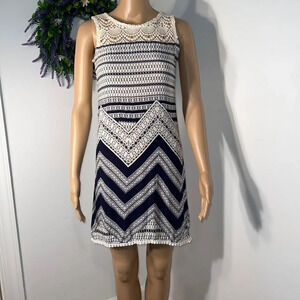 Fashion casual, M embroidered detail,sleeveless, knee length shift dress, frayed